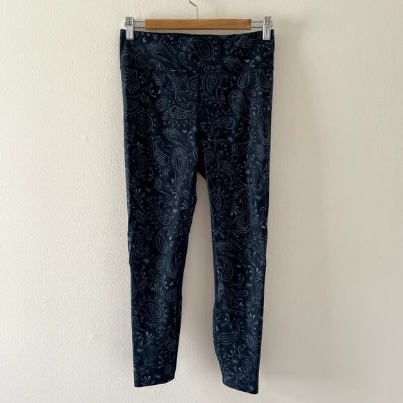 Sweaty Betty Leggings Womens Medium Blue Zero Gravity Paisley Activewear Running - Picture 1 of 9